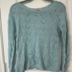 Ann Taylor LOFT Blue Crew Neck Knit Baby Blue Sweater